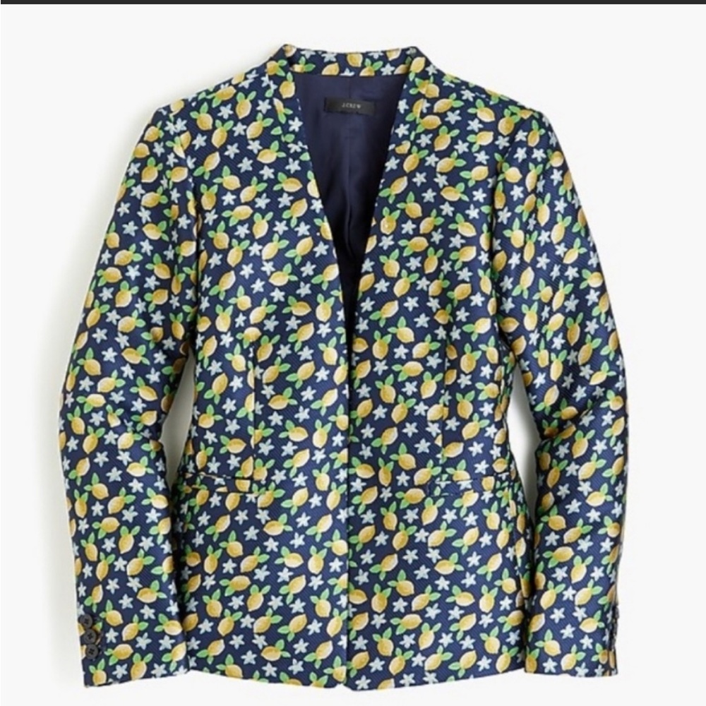 J. Crew Lemon Print Jacquard Going Out Blazer